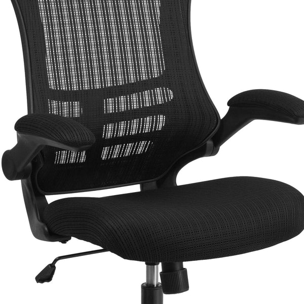 English Elm Kelista High-Back Mesh Executive Chair with Adjustable Headrest, Flip-Up Arms & Ergonomic Support BL-X-5H-GG