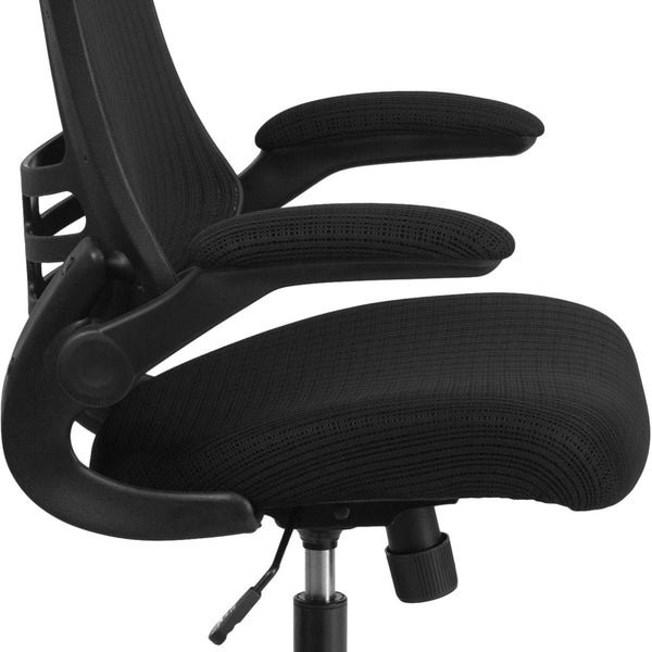 English Elm Kelista High-Back Mesh Executive Chair with Adjustable Headrest, Flip-Up Arms & Ergonomic Support BL-X-5H-GG