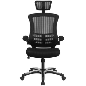 English Elm Kelista High-Back Mesh Executive Chair with Adjustable Headrest, Flip-Up Arms & Ergonomic Support BL-X-5H-GG