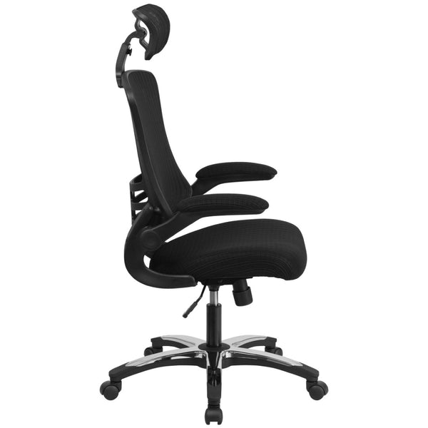 English Elm Kelista High-Back Mesh Executive Chair with Adjustable Headrest, Flip-Up Arms & Ergonomic Support BL-X-5H-GG