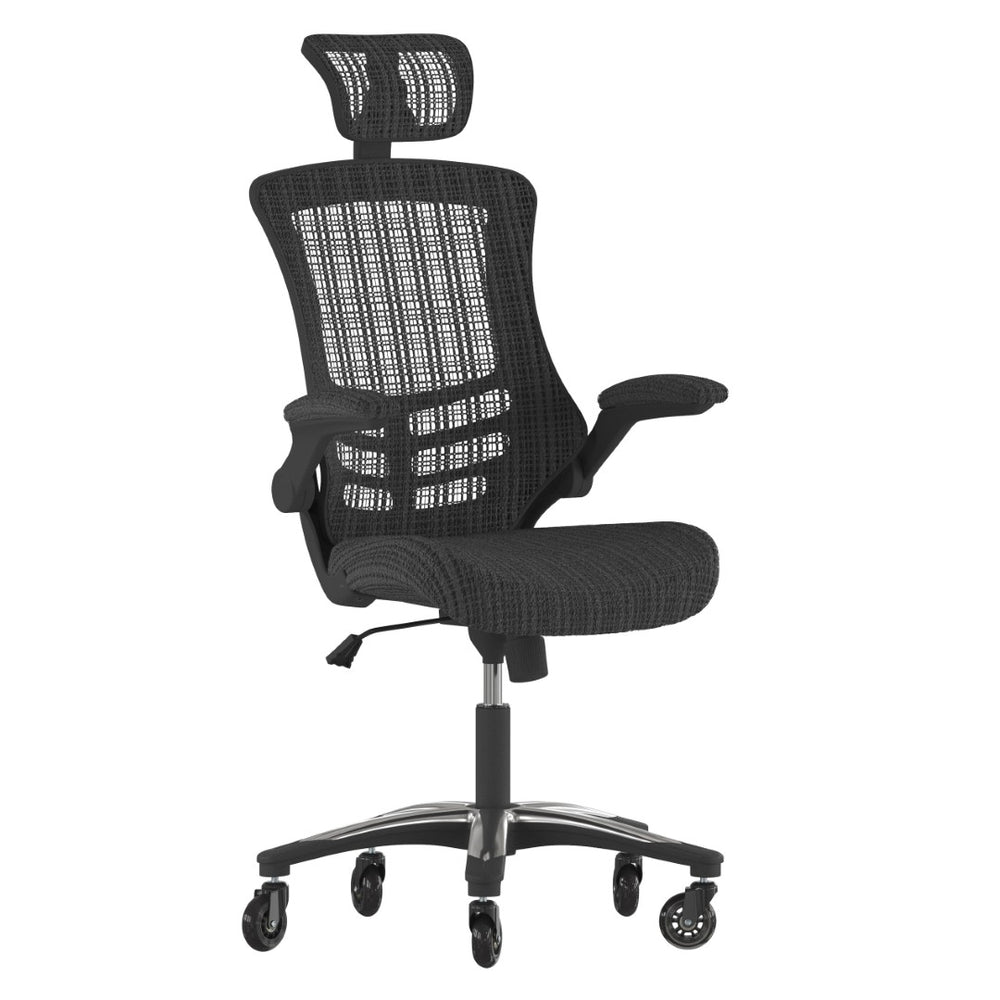 English Elm Kelista High-Back Ergonomic Office Chair - Mesh Comfort, Adjustable Features & Smooth Roller Wheels BL-X-5H-RLB-GG