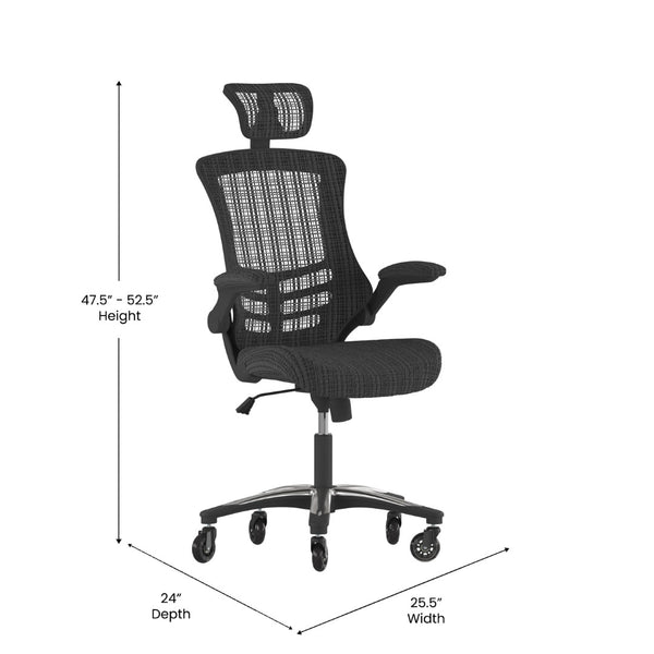 English Elm Kelista High-Back Ergonomic Office Chair - Mesh Comfort, Adjustable Features & Smooth Roller Wheels BL-X-5H-RLB-GG