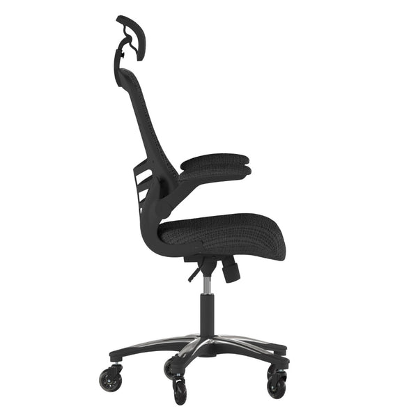 English Elm Kelista High-Back Ergonomic Office Chair - Mesh Comfort, Adjustable Features & Smooth Roller Wheels BL-X-5H-RLB-GG