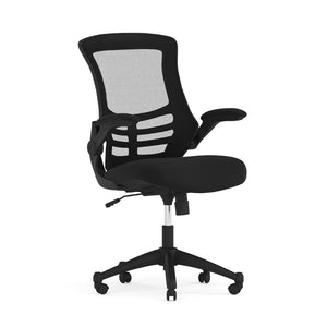 English Elm Kelista Ergonomic Swivel Office Chair with Mesh Back, Adjustable Height & Flip-Up Arms for Comfort Black Mesh/Black Frame BL-X-5M-BK-GG