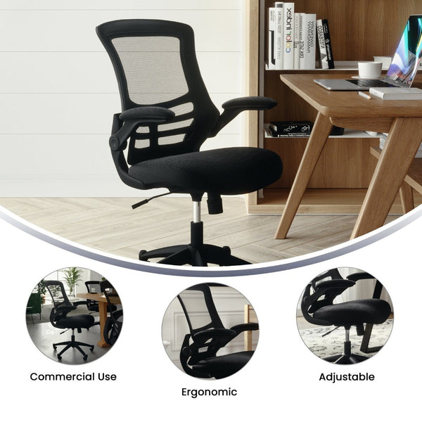 English Elm Kelista Ergonomic Swivel Office Chair with Mesh Back, Adjustable Height & Flip-Up Arms for Comfort Black Mesh/Black Frame BL-X-5M-BK-GG