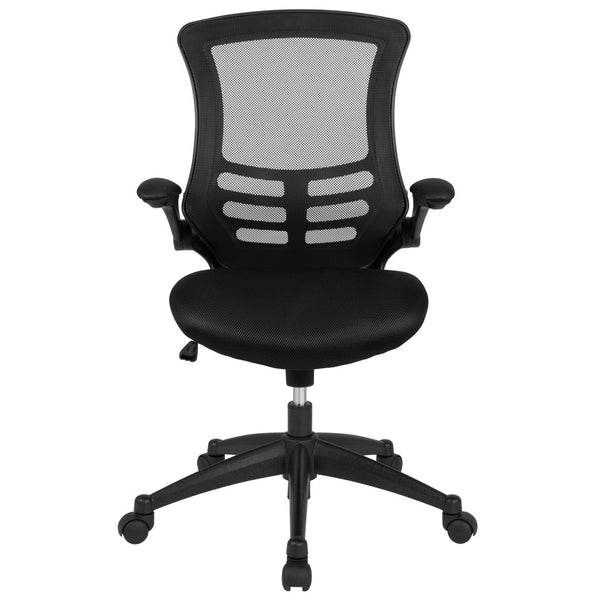 English Elm Kelista Ergonomic Swivel Office Chair with Mesh Back, Adjustable Height & Flip-Up Arms for Comfort Black Mesh/Black Frame BL-X-5M-BK-GG