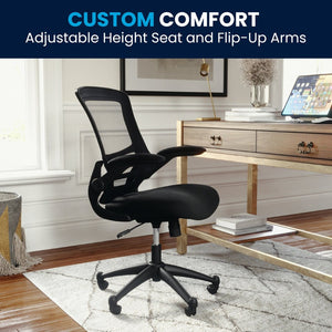 English Elm Kelista Ergonomic Swivel Office Chair with Mesh Back, Adjustable Height & Flip-Up Arms for Comfort Black Mesh/Black Frame BL-X-5M-BK-GG