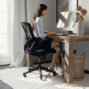 English Elm Kelista Ergonomic Swivel Office Chair with Mesh Back, Adjustable Height & Flip-Up Arms for Comfort Black Mesh/Black Frame BL-X-5M-BK-GG