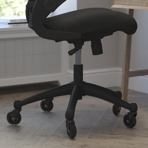 English Elm Kelista Ergonomic Mid-Back Office Chair with Lumbar Support, Flip-Up Arms & Smooth Roller Wheels Black Mesh/Black Frame BL-X-5M-BK-RLB-GG