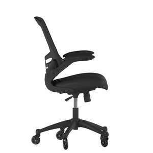 English Elm Kelista Ergonomic Mid-Back Office Chair with Lumbar Support, Flip-Up Arms & Smooth Roller Wheels Black Mesh/Black Frame BL-X-5M-BK-RLB-GG