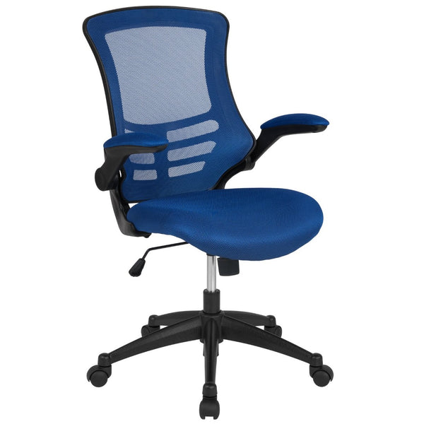English Elm Kelista Ergonomic Swivel Office Chair with Mesh Back, Adjustable Height & Flip-Up Arms for Comfort Blue Mesh/Black Frame BL-X-5M-BLUE-GG