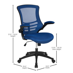English Elm Kelista Ergonomic Swivel Office Chair with Mesh Back, Adjustable Height & Flip-Up Arms for Comfort Blue Mesh/Black Frame BL-X-5M-BLUE-GG