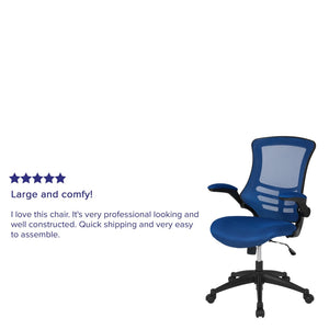 English Elm Kelista Ergonomic Swivel Office Chair with Mesh Back, Adjustable Height & Flip-Up Arms for Comfort Blue Mesh/Black Frame BL-X-5M-BLUE-GG