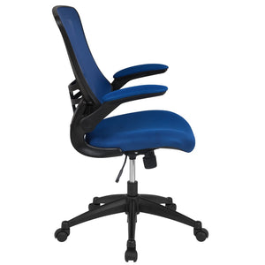 English Elm Kelista Ergonomic Swivel Office Chair with Mesh Back, Adjustable Height & Flip-Up Arms for Comfort Blue Mesh/Black Frame BL-X-5M-BLUE-GG