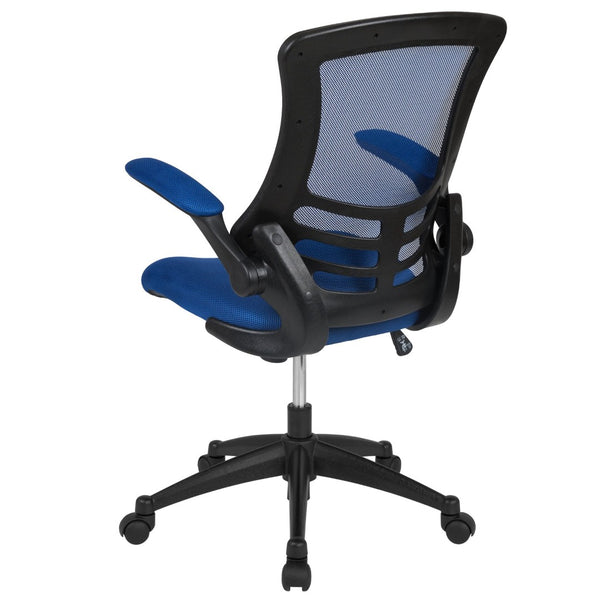 English Elm Kelista Ergonomic Swivel Office Chair with Mesh Back, Adjustable Height & Flip-Up Arms for Comfort Blue Mesh/Black Frame BL-X-5M-BLUE-GG