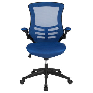 English Elm Kelista Ergonomic Swivel Office Chair with Mesh Back, Adjustable Height & Flip-Up Arms for Comfort Blue Mesh/Black Frame BL-X-5M-BLUE-GG