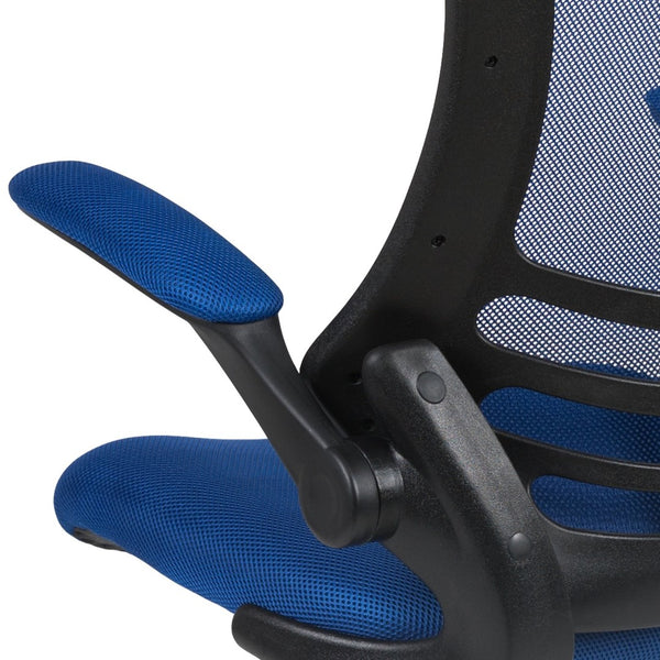 English Elm Kelista Ergonomic Swivel Office Chair with Mesh Back, Adjustable Height & Flip-Up Arms for Comfort Blue Mesh/Black Frame BL-X-5M-BLUE-GG