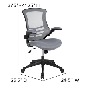 English Elm Kelista Ergonomic Swivel Office Chair with Mesh Back, Adjustable Height & Flip-Up Arms for Comfort Dark Gray Mesh/Black Frame BL-X-5M-DKGY-GG