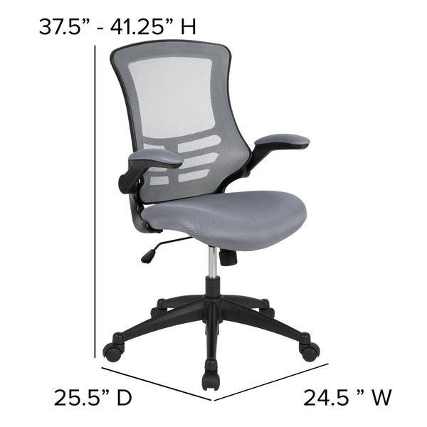 English Elm Kelista Ergonomic Swivel Office Chair with Mesh Back, Adjustable Height & Flip-Up Arms for Comfort Dark Gray Mesh/Black Frame BL-X-5M-DKGY-GG