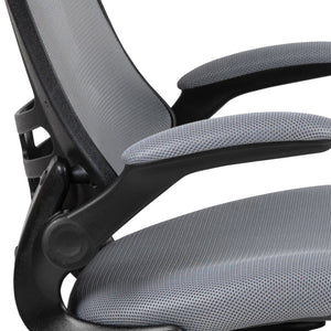 English Elm Kelista Ergonomic Swivel Office Chair with Mesh Back, Adjustable Height & Flip-Up Arms for Comfort Dark Gray Mesh/Black Frame BL-X-5M-DKGY-GG