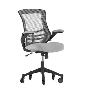 English Elm Kelista Ergonomic Mid-Back Office Chair with Lumbar Support, Flip-Up Arms & Smooth Roller Wheels Dark Gray Mesh/Black Frame BL-X-5M-DKGY-RLB-GG