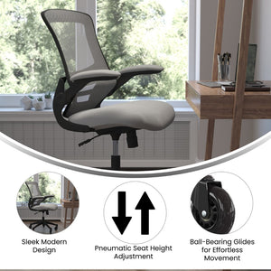 English Elm Kelista Ergonomic Mid-Back Office Chair with Lumbar Support, Flip-Up Arms & Smooth Roller Wheels Dark Gray Mesh/Black Frame BL-X-5M-DKGY-RLB-GG
