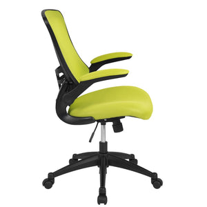 English Elm Kelista Ergonomic Swivel Office Chair with Mesh Back, Adjustable Height & Flip-Up Arms for Comfort Green Mesh/Black Frame BL-X-5M-GRN-GG