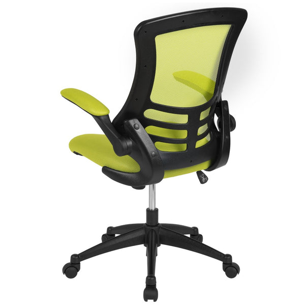English Elm Kelista Ergonomic Swivel Office Chair with Mesh Back, Adjustable Height & Flip-Up Arms for Comfort Green Mesh/Black Frame BL-X-5M-GRN-GG