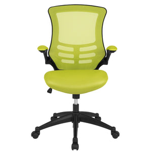English Elm Kelista Ergonomic Swivel Office Chair with Mesh Back, Adjustable Height & Flip-Up Arms for Comfort Green Mesh/Black Frame BL-X-5M-GRN-GG