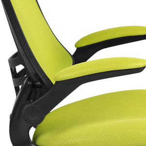 English Elm Kelista Ergonomic Swivel Office Chair with Mesh Back, Adjustable Height & Flip-Up Arms for Comfort Green Mesh/Black Frame BL-X-5M-GRN-GG