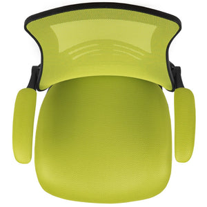 English Elm Kelista Ergonomic Swivel Office Chair with Mesh Back, Adjustable Height & Flip-Up Arms for Comfort Green Mesh/Black Frame BL-X-5M-GRN-GG