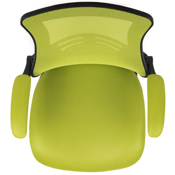 English Elm Kelista Ergonomic Swivel Office Chair with Mesh Back, Adjustable Height & Flip-Up Arms for Comfort Green Mesh/Black Frame BL-X-5M-GRN-GG