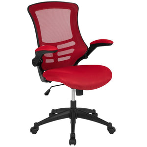 English Elm Kelista Ergonomic Swivel Office Chair with Mesh Back, Adjustable Height & Flip-Up Arms for Comfort Red Mesh/Black Frame BL-X-5M-RED-GG