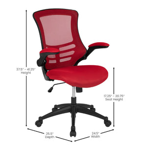 English Elm Kelista Ergonomic Swivel Office Chair with Mesh Back, Adjustable Height & Flip-Up Arms for Comfort Red Mesh/Black Frame BL-X-5M-RED-GG