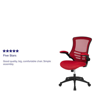 English Elm Kelista Ergonomic Swivel Office Chair with Mesh Back, Adjustable Height & Flip-Up Arms for Comfort Red Mesh/Black Frame BL-X-5M-RED-GG
