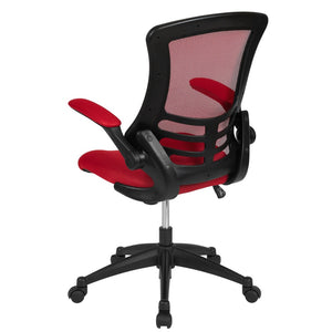English Elm Kelista Ergonomic Swivel Office Chair with Mesh Back, Adjustable Height & Flip-Up Arms for Comfort Red Mesh/Black Frame BL-X-5M-RED-GG