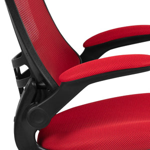 English Elm Kelista Ergonomic Swivel Office Chair with Mesh Back, Adjustable Height & Flip-Up Arms for Comfort Red Mesh/Black Frame BL-X-5M-RED-GG