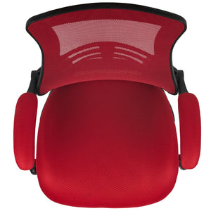 English Elm Kelista Ergonomic Swivel Office Chair with Mesh Back, Adjustable Height & Flip-Up Arms for Comfort Red Mesh/Black Frame BL-X-5M-RED-GG