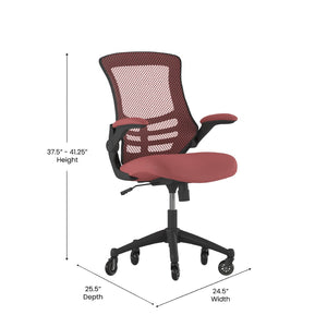 English Elm Kelista Ergonomic Mid-Back Office Chair with Lumbar Support, Flip-Up Arms & Smooth Roller Wheels Red Mesh/Black Frame BL-X-5M-RED-RLB-GG