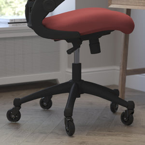 English Elm Kelista Ergonomic Mid-Back Office Chair with Lumbar Support, Flip-Up Arms & Smooth Roller Wheels Red Mesh/Black Frame BL-X-5M-RED-RLB-GG