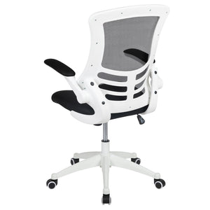 English Elm Kelista Ergonomic Swivel Office Chair with Mesh Back, Adjustable Height & Flip-Up Arms for Comfort Black Mesh/White Frame BL-X-5M-WH-BK-GG