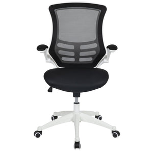 English Elm Kelista Ergonomic Swivel Office Chair with Mesh Back, Adjustable Height & Flip-Up Arms for Comfort Black Mesh/White Frame BL-X-5M-WH-BK-GG