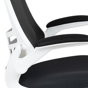 English Elm Kelista Ergonomic Swivel Office Chair with Mesh Back, Adjustable Height & Flip-Up Arms for Comfort Black Mesh/White Frame BL-X-5M-WH-BK-GG