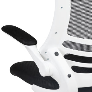 English Elm Kelista Ergonomic Swivel Office Chair with Mesh Back, Adjustable Height & Flip-Up Arms for Comfort Black Mesh/White Frame BL-X-5M-WH-BK-GG