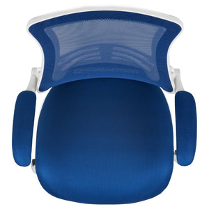 English Elm Kelista Ergonomic Swivel Office Chair with Mesh Back, Adjustable Height & Flip-Up Arms for Comfort Blue Mesh/White Frame BL-X-5M-WH-BLUE-GG