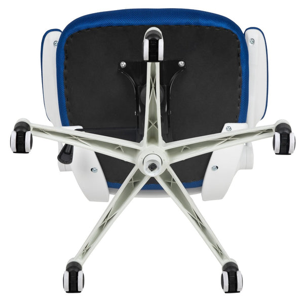 English Elm Kelista Ergonomic Swivel Office Chair with Mesh Back, Adjustable Height & Flip-Up Arms for Comfort Blue Mesh/White Frame BL-X-5M-WH-BLUE-GG