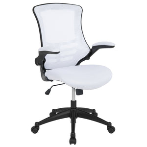 English Elm Kelista Ergonomic Swivel Office Chair with Mesh Back, Adjustable Height & Flip-Up Arms for Comfort White Mesh/Black Frame BL-X-5M-WH-GG