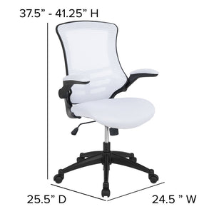 English Elm Kelista Ergonomic Swivel Office Chair with Mesh Back, Adjustable Height & Flip-Up Arms for Comfort White Mesh/Black Frame BL-X-5M-WH-GG