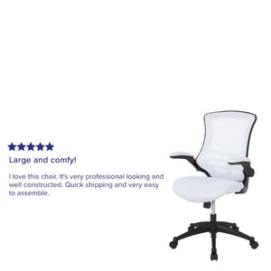English Elm Kelista Ergonomic Swivel Office Chair with Mesh Back, Adjustable Height & Flip-Up Arms for Comfort White Mesh/Black Frame BL-X-5M-WH-GG
