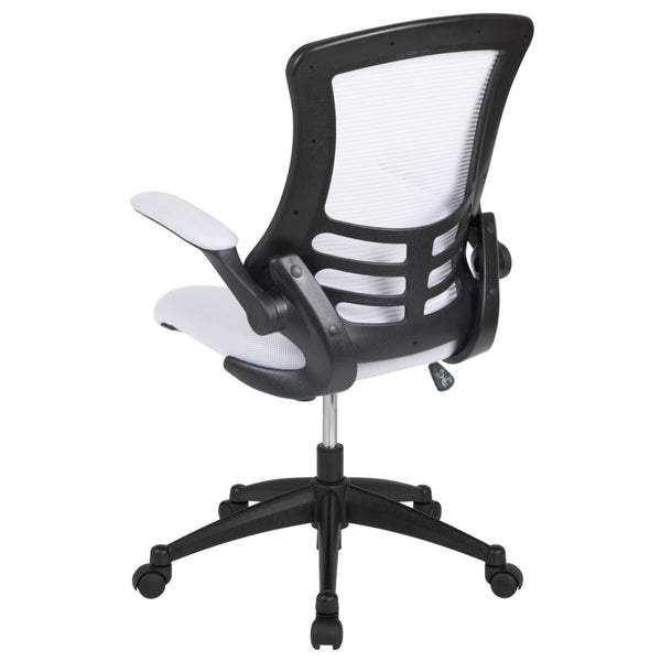 English Elm Kelista Ergonomic Swivel Office Chair with Mesh Back, Adjustable Height & Flip-Up Arms for Comfort White Mesh/Black Frame BL-X-5M-WH-GG